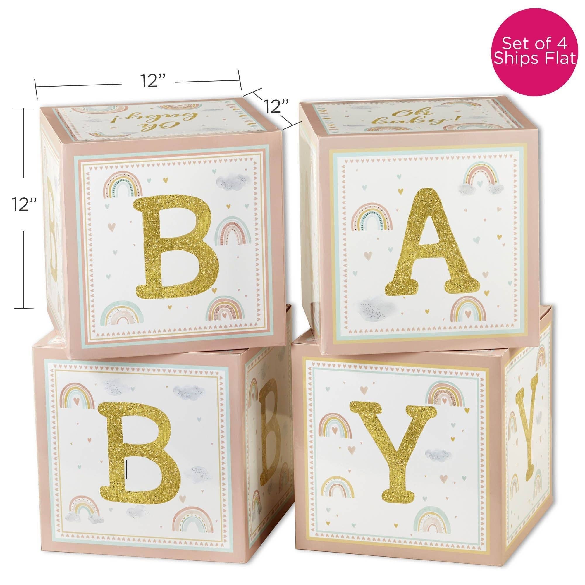 Boho Rainbow Baby Block Box (Set of 4)