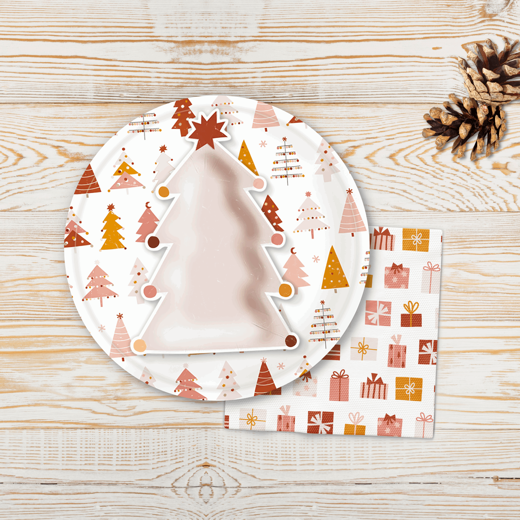 Boho Christmas Tree Icon Plates (Set of 8)